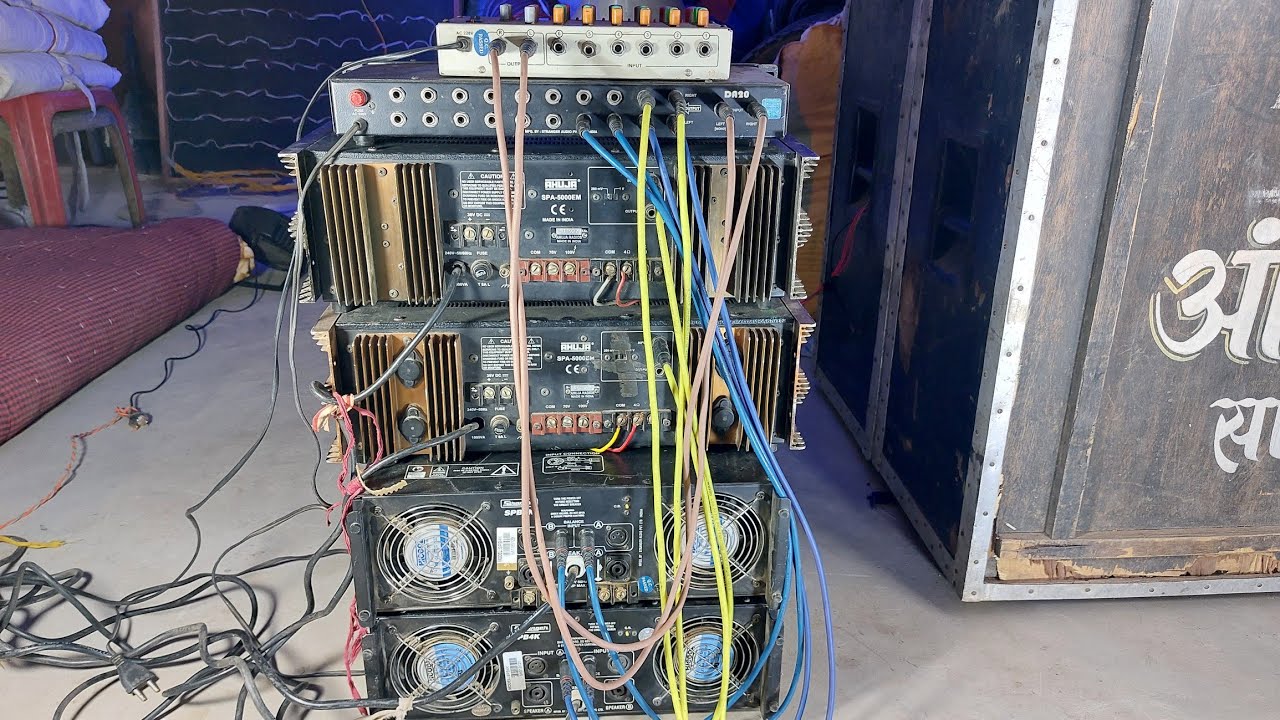 How to connected mixer amplifier | 4 Amplifier and 1 mixer connected ( Dj Amplifier ) SPB4K - AHUJA