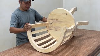Unique Creative Curved Wooden Chair Making Project Step By Step - Skillful Woodworking