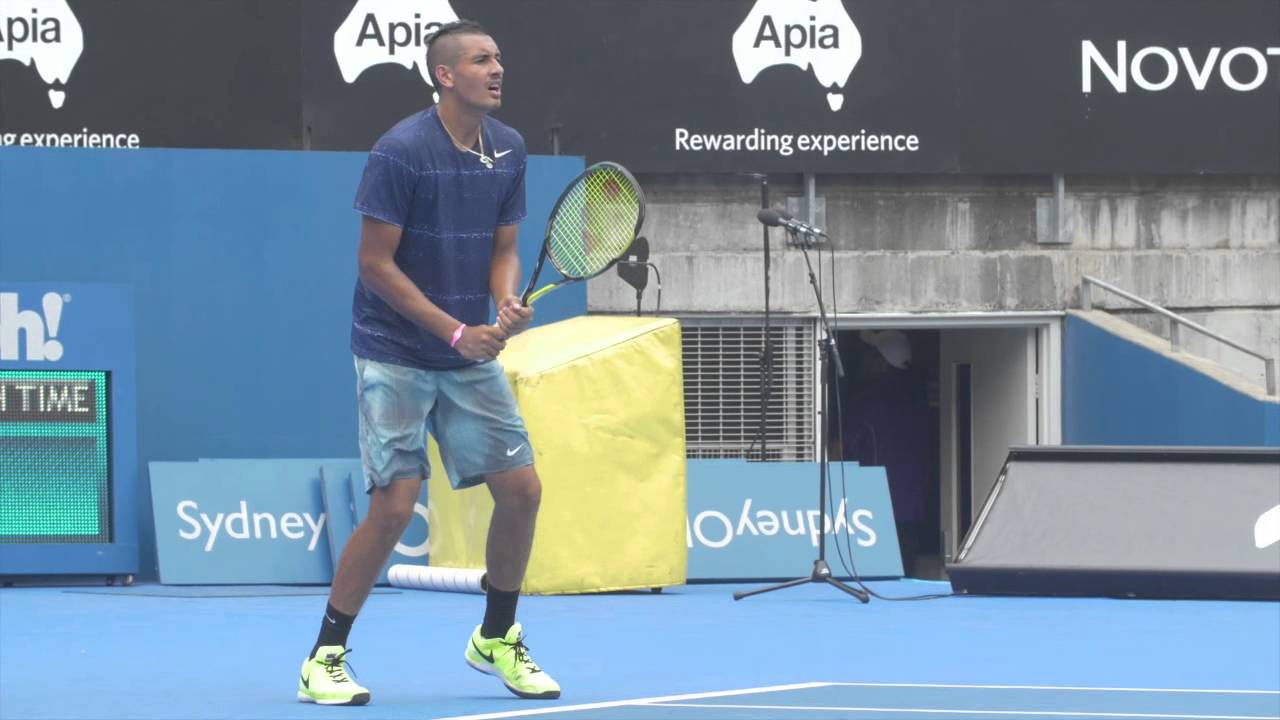 Nick Kyrgios first practice - Apia International Sydney 2015