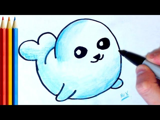 How To Draw A Baby Seal Cartoon 