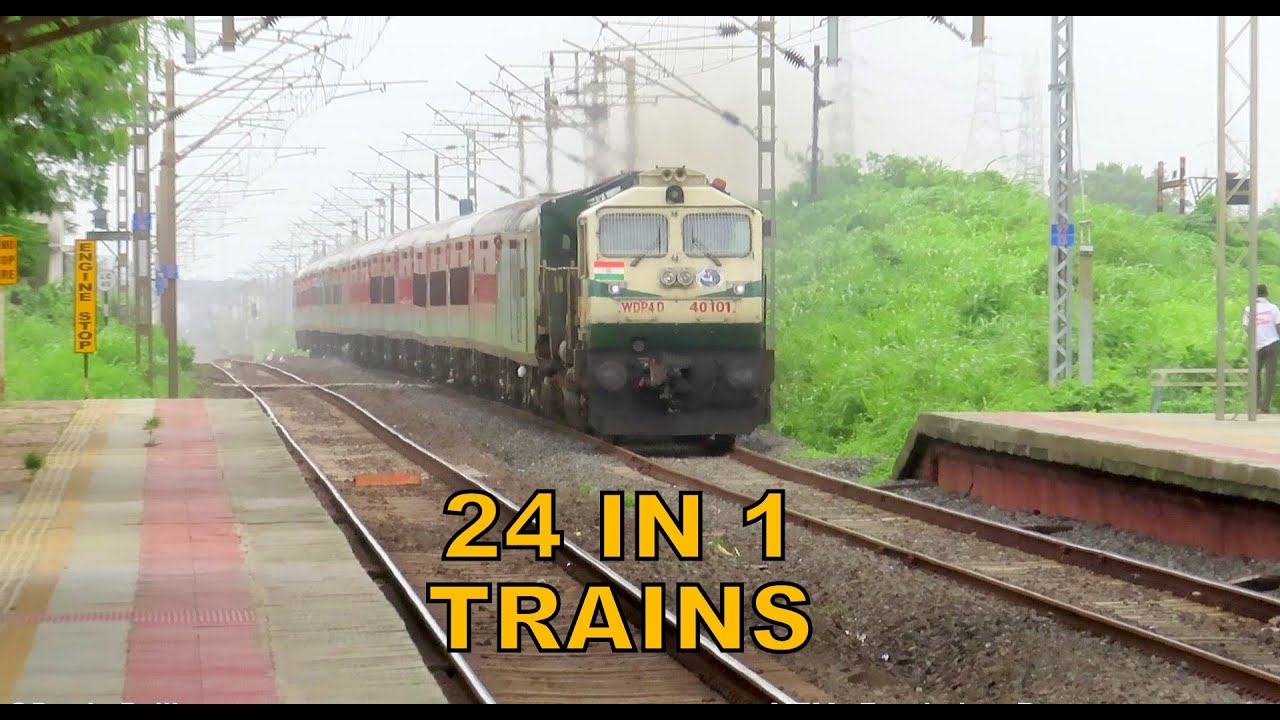 One Fine Monsoon Day with Trains [24 in 1] : Tejas Rajdhani + Duronto + Many more : Trains in Rain