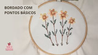 Como bordar flores com pontos básicos de bordado livre🌹bordado superfácil