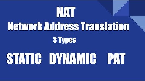 Quick Overview NAT Network Address Translation: Static Nat Dynamic Nat PAT Port Address Translation