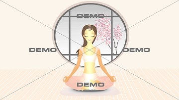 Young woman meditates | with Alpha matte | DEMO