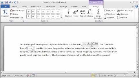 Word 2010: equations and formulas