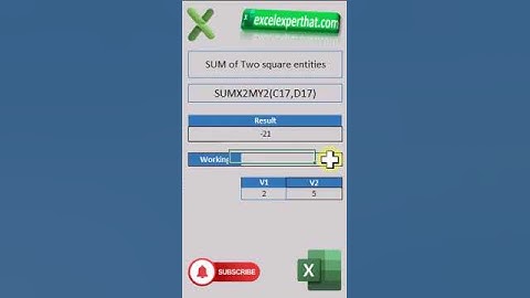 SUMX2MY2 Function in MS Excel-(V082)