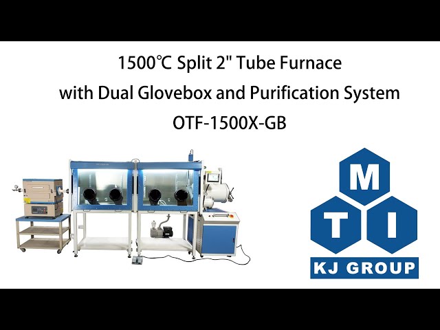 1500C Split 2" Tube Furnace with Dual Glovebox and Purification System - OTF-1500X-GB demo
