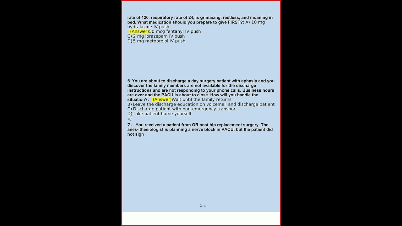 Prophecy General PACU RN A V1 Questions and Answers Verified Answers5429 new video