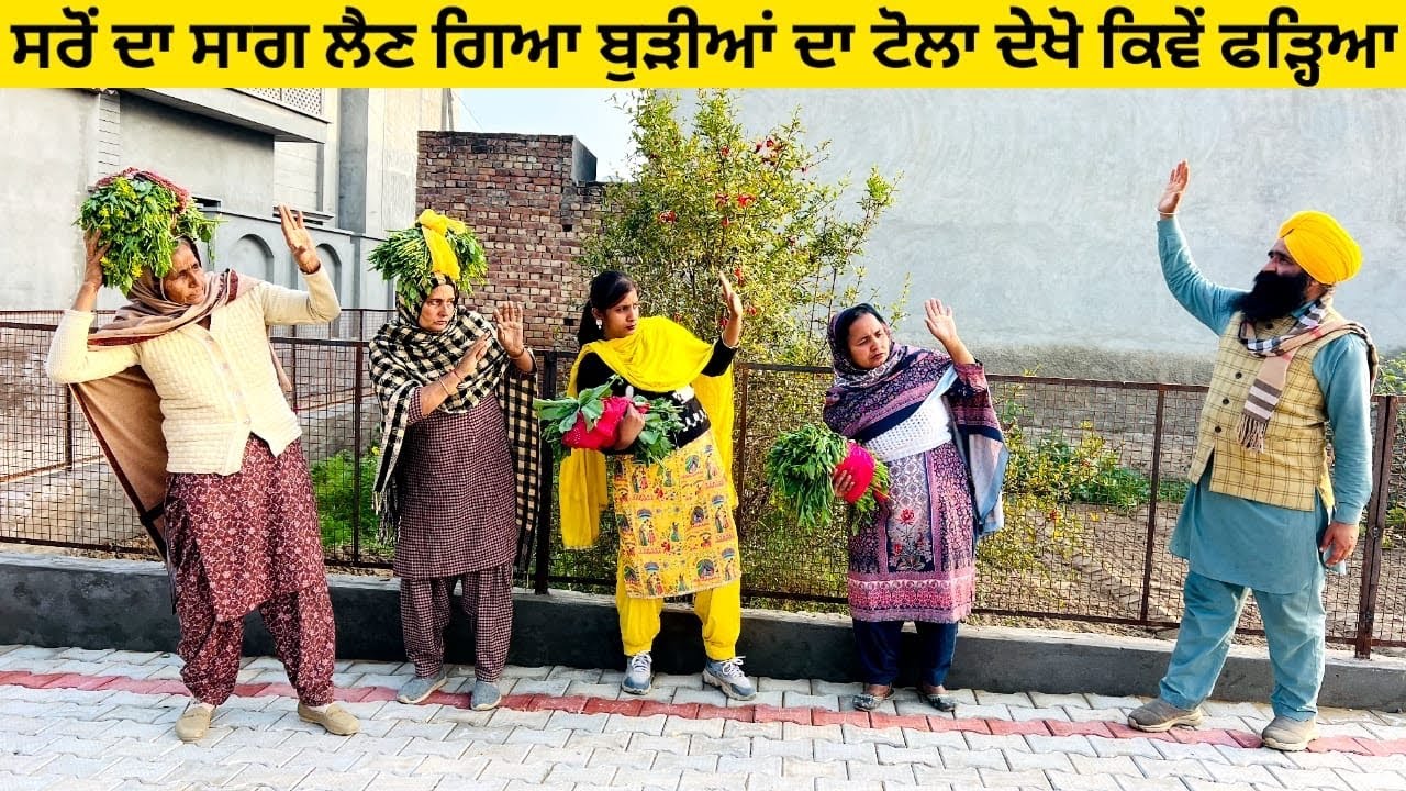 ਸਰੋਂ ਦਾ ਸਾਗ ਲੈਣ ਗਿਆ ਬੁੜੀਆਂ ਦਾ ਟੋਲਾ ਦੇਖੋ ਕਿਵੇਂ ਫੜ੍ਹਿਆ burhian da tola punjabi short video #sag #tola