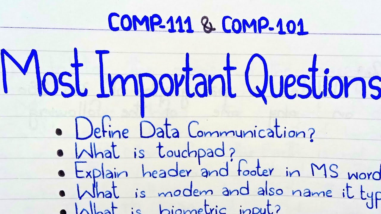 Comp 111 Most Important Questions #COMP-111#COMP-101 #Computer #PU - YouTube