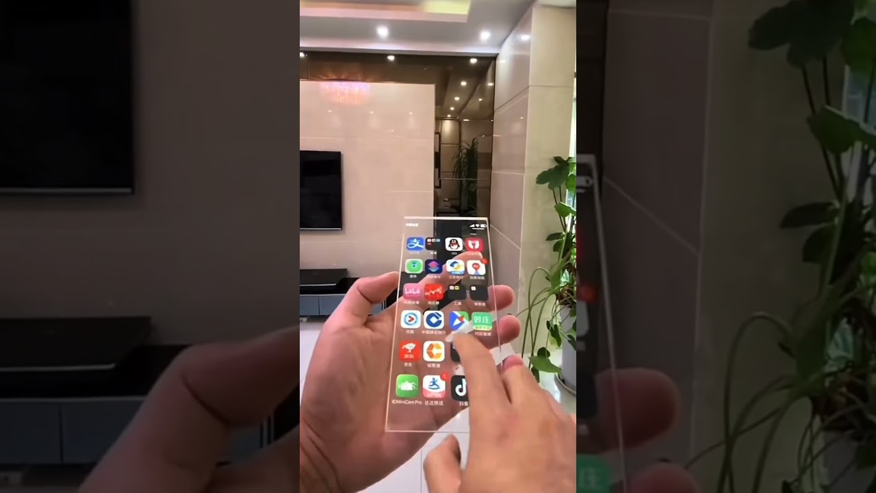 New technology 5g phone with transparent screen 