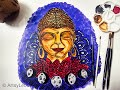How to make Lord Buddha with Lotuses  I Acrylic painting | Time Lapse