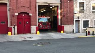 FDNY ENGINE 88 RESPONDING FROM QUARTERS ON BELMONT AVENUE IN THE BELMONT AREA OF THE BRONX, NYC.