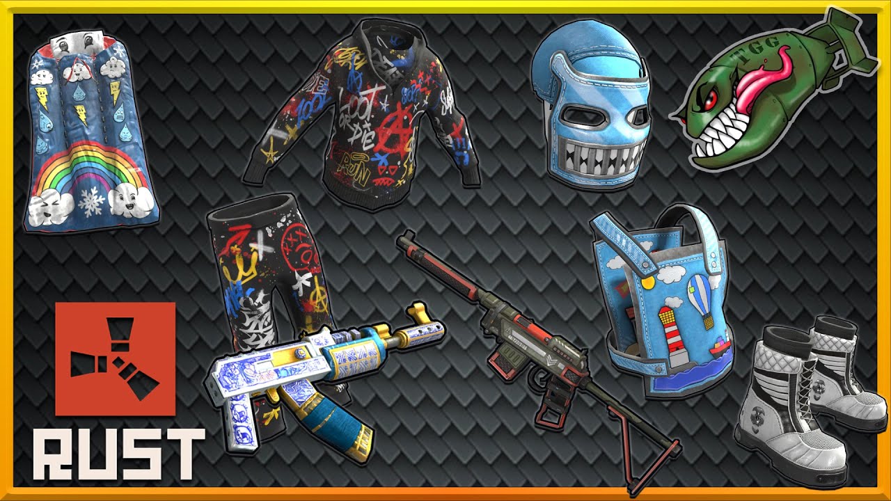 Rust Skins Bombing Set, Monument Memories, Elite Crate SAR, Porcelain