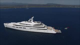 Drone footage of Romulus VAVA II yacht in gulf of Navarino, Messinia, Greece