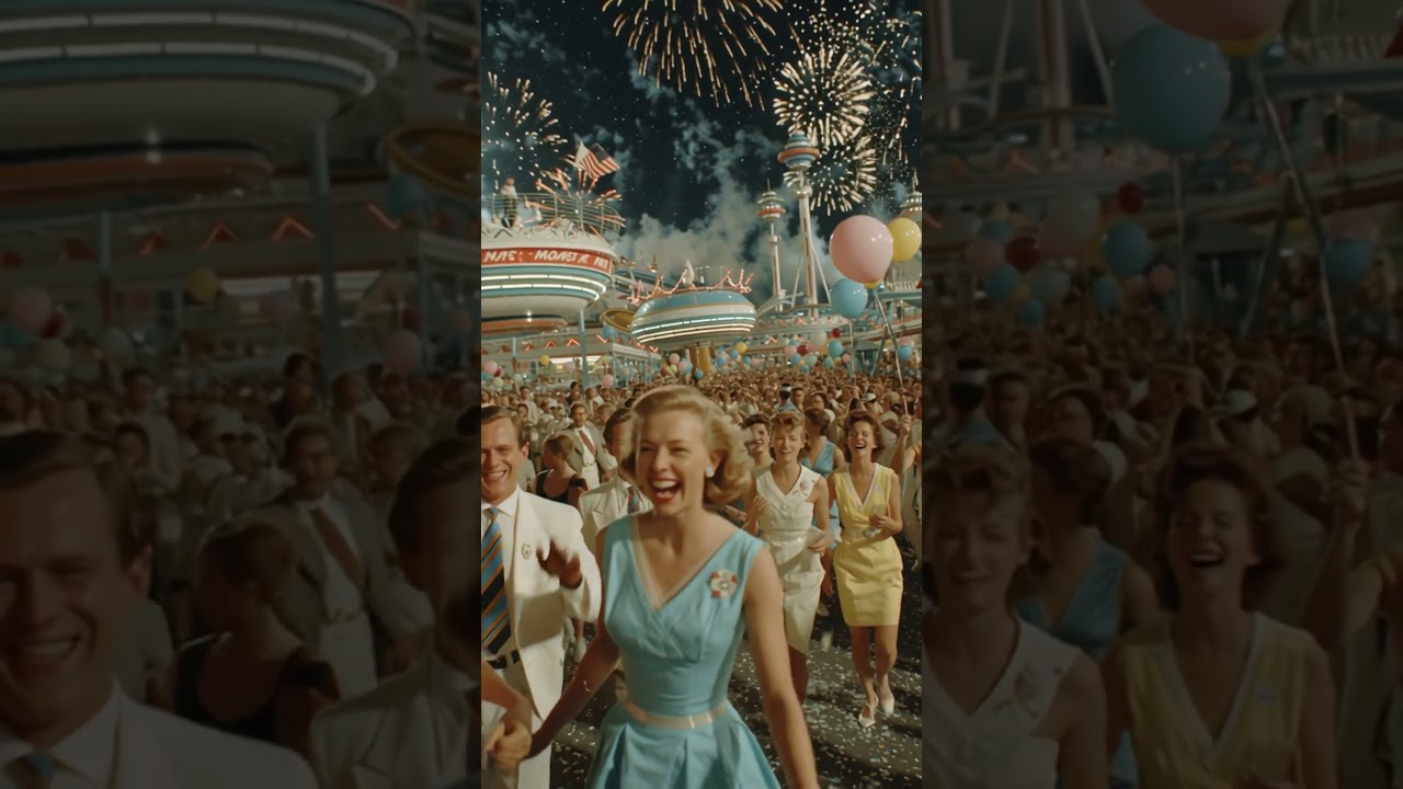 1960s Futuristic Amusement Park – Parade Under the Stars
