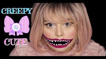 CREEPY CUTE LAST MINUTE HALLOWEEN MAKEUP 2018 | CHESHIRE CAT SMILE | KYARY PAMYU PAMYU