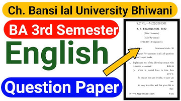 CBLU Ba 3rd Semester English Question Paper 2022 || Cblu ba 2nd year english question paper 2022