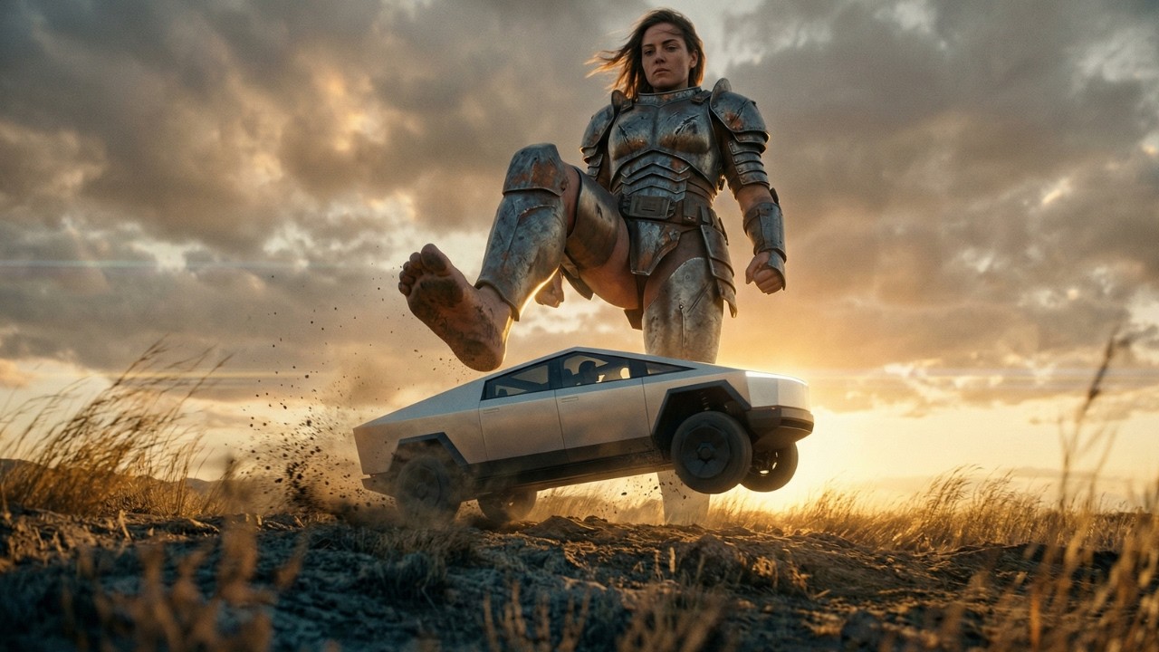 I Found a Cybertruck in Apocalypse, Then a 700 Foot Giantess Chased Me | AI Sci-fi Film