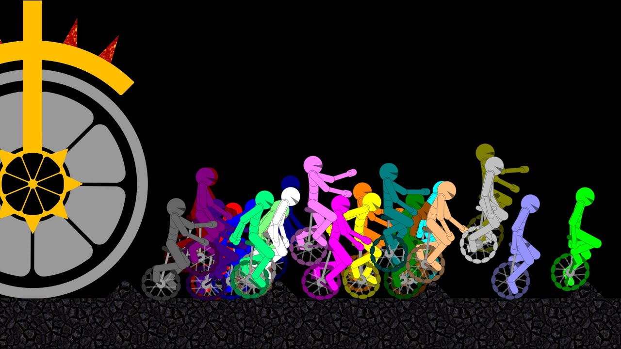 Escape from the Road Roller - Survival Unicycle Race in Algodoo