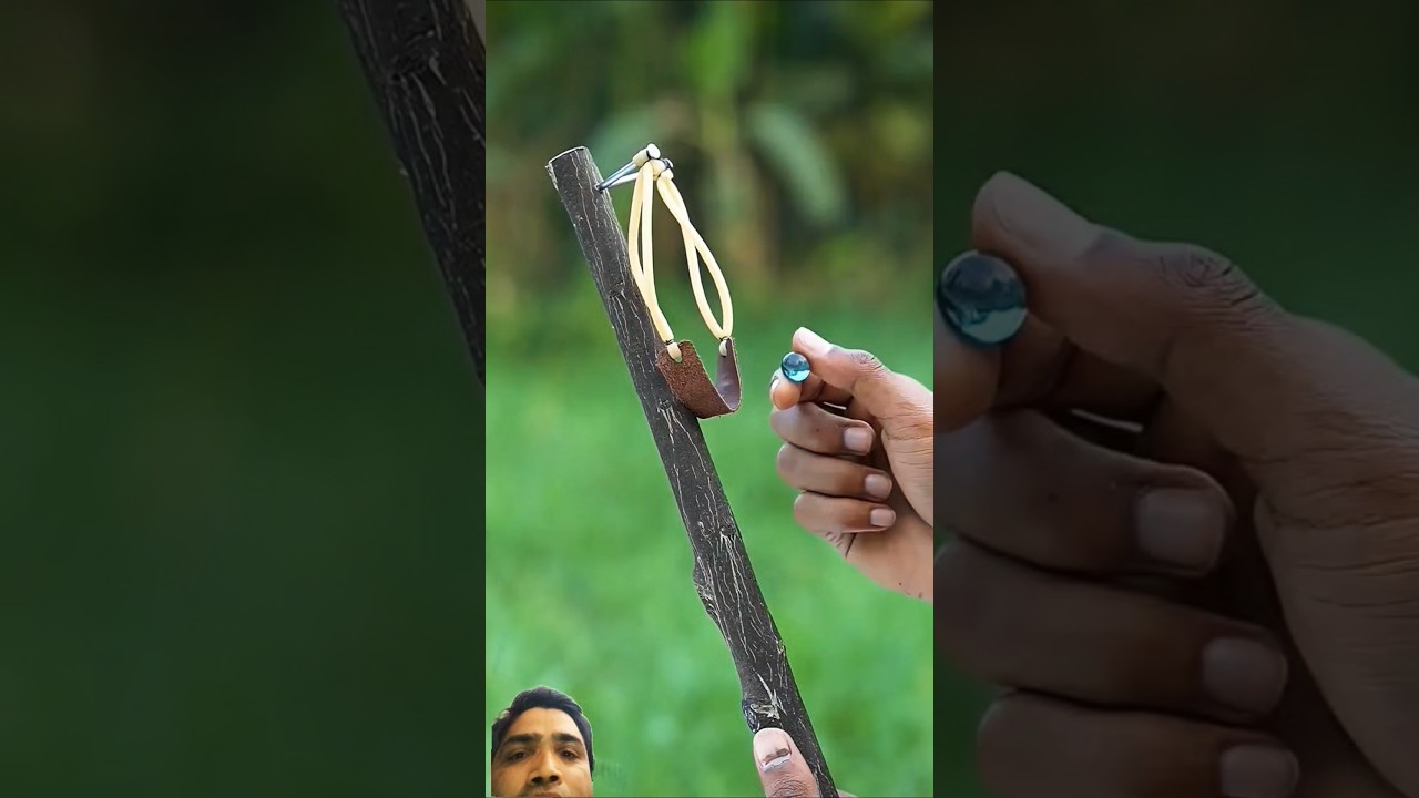 creative Black stick creation with bamboo slingshot #art #bamboo academy #archery #bambooart