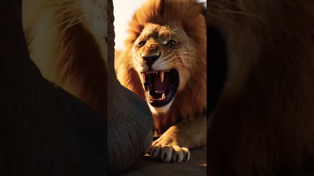 lion vs elephant😱🤣