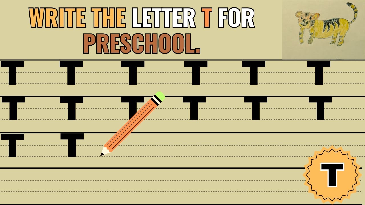 Write the letter T with pencil | Trace the alphabets for preschool ...