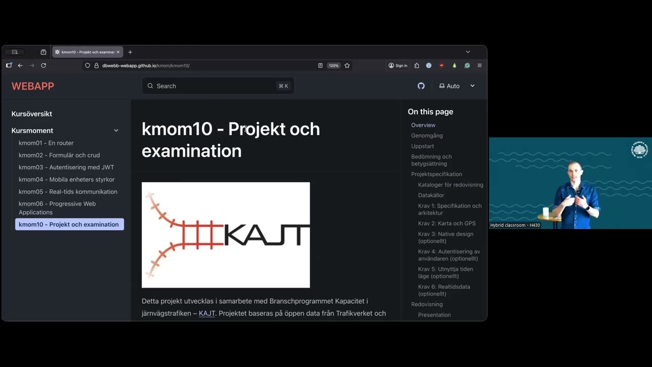 webapp kmom10 genomgång med Emil