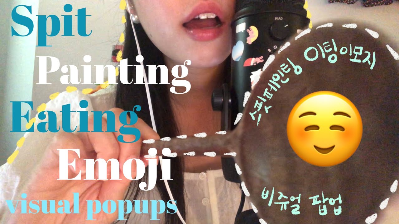 ASMR  스핏 페인팅 + 이팅유 아니고 이팅이모지 + 비주얼팝업 그냥 다 섞어버렸어요🫣 spit painting + eating emoji + visual popups