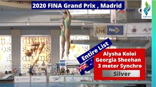 2020 Alysha Koloi & Georgia Sheehan - 3 meter synchro Diving - FINA Grand Prix Madrid