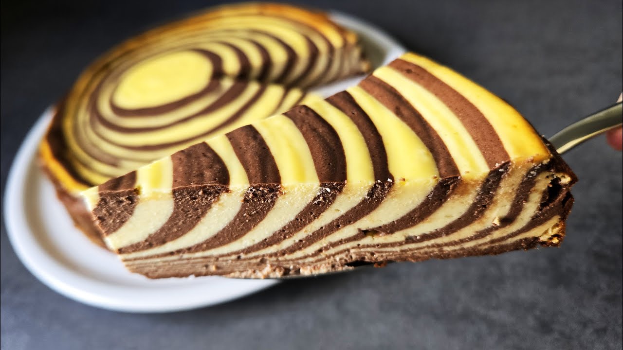 Нежный чизкейк «Зебра» без корочки 🦓🍰 Невероятно вкусный шоколадно-ванильный чизкейк «Зебра»