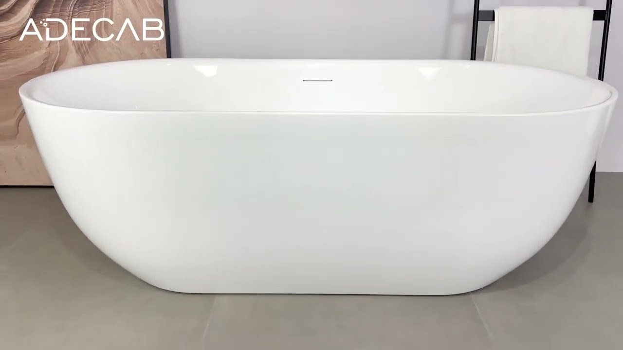 Adecab Luxury 67" Acrylic Freestanding Soaking Tub with Overflow Drain