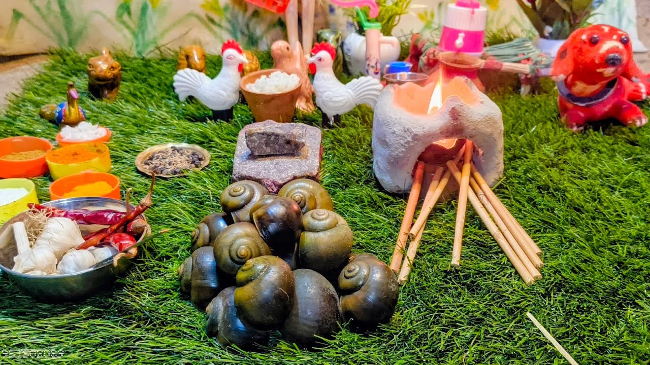 Mini Rasoi of Snail | Ghongha Recipe in Tiny Kitchen |  Style Mini Cooking 🐌