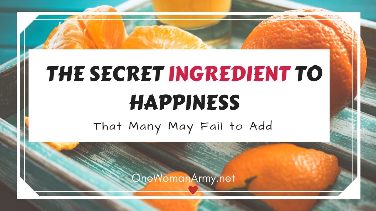 The Secret Ingredient of Happiness YouTube