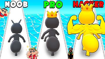 NOOB VS PRO VS HACKER IN TINY RUN WITH SHINCHAN & CHOP