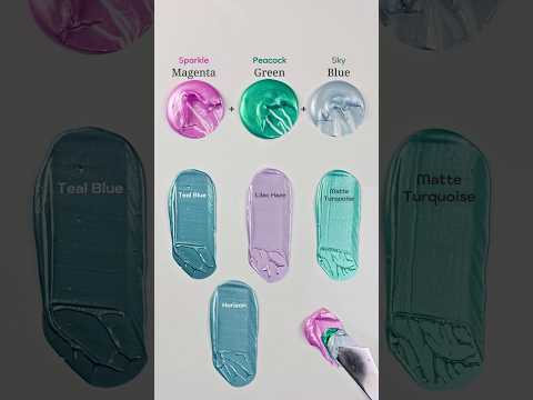 Blending Bold Colors like Sparkle Magenta + Peacock Green & Sky Blue 😊🎨#colormixing #paint #Painting