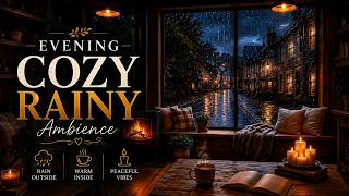 Cozy Rainy Evening Ambience ☕ Soft Rain Sounds &amp; Warm Relaxing Room