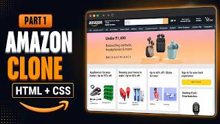 Amazon Clone Part 1 | Build Navbar, Sidebar & Hero Banner with HTML & CSS