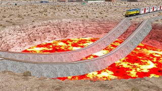 Trains vs Giant Crater Lava - BeamNG.Drive | BeamNG MaX # 2