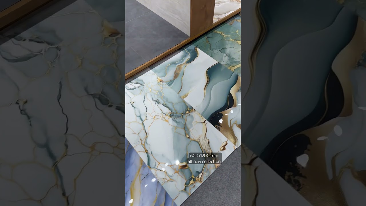 all new collection of 600x1200mm high gloss tiles #tiles #viral #interior #gold #satisfying