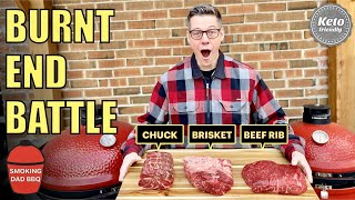 Can poor mans burnt ends dethrone brisket burnt ends?  Brisket vs Chuck roast vs Beef rib battle!