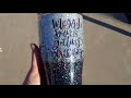 143 black  silver ombre tumbler with black holographic decal