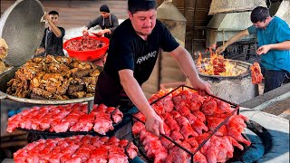 Compilation Meat Street Foods. National and Traditional Foods. Big Meat Factory. Uzbek Cuisine