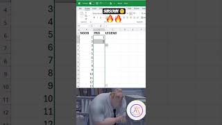 Excel Shortcuts: Noob vs Pro vs LEGEND! 🔥 #shorts
