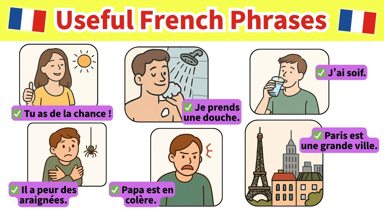 Learn Useful French Short Phrases 🇫🇷 DELF A2-B1 slow → normal