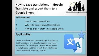 How to save translations in Google Translate and export them to Google Sheets.