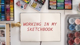 Working in my Sketchbook & June Moodboard