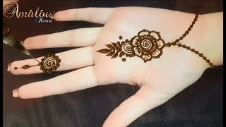 نقش حناء خفيف وسهل للمبتدئات على كف اليد Easy and beautiful henna design front hand