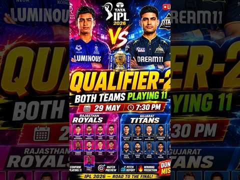 RR vs GT Qualifier 2 Match Preview 2026 🔥 Rajasthan Royals vs Gujarat Full Video Channel #shortvideo