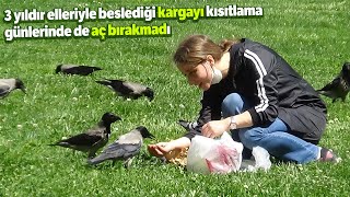 3 Yıldır Elleriyle Beslediği Karga “Şanslı'yı Korona Günlerinde de Aç Bırakmadı